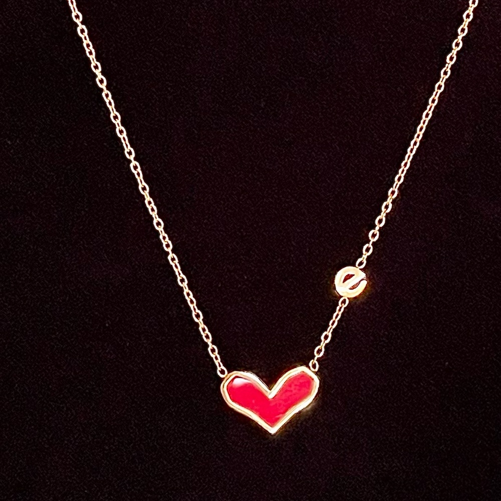 ❣️18kt Goldplated Red Shiny Enamel❤️Heart Love Necklace: She’s So Special❣️